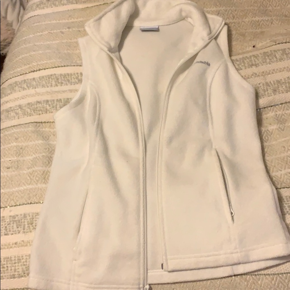 White Columbia vest, worn once !